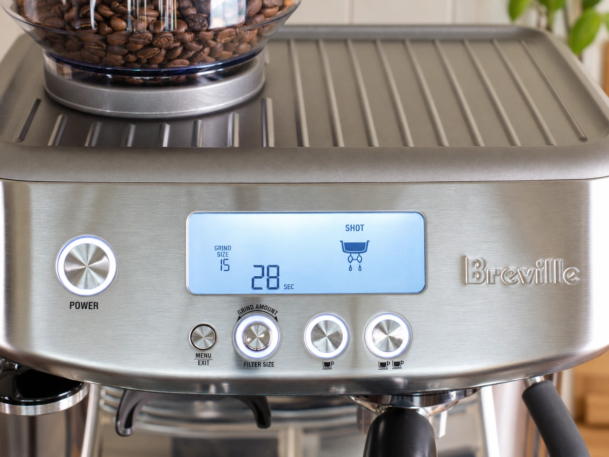 Breville Barista Pro display showing the shot timer
