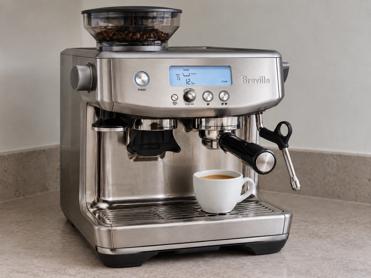 Breville Barista Pro, a portafilter machine with a built-in grinder
