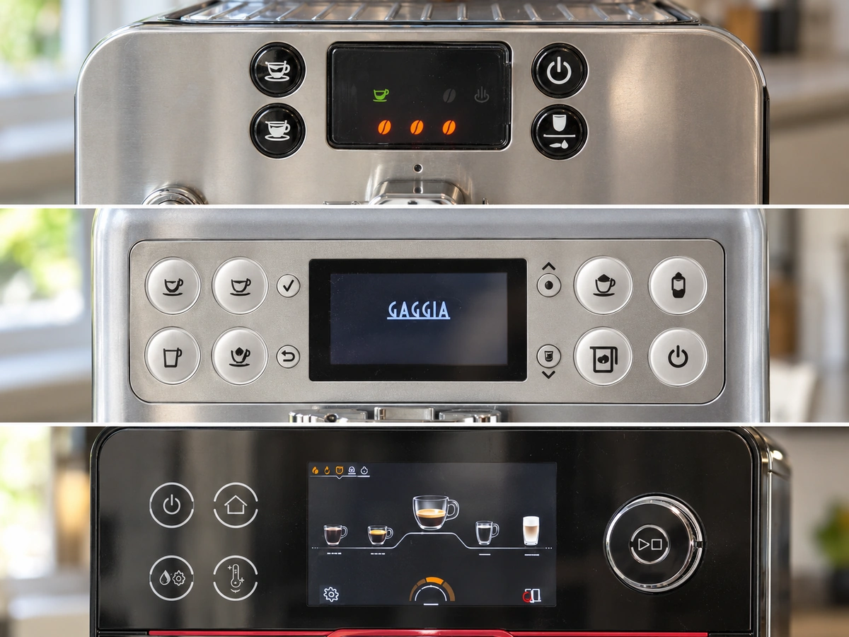 Gaggia control panel types: icons, display and touchscreen